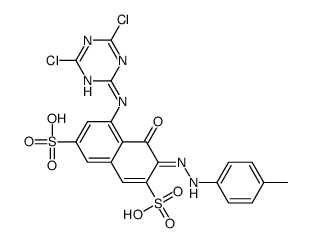 5-[(4,6-dichloro-1,3,5-triazin-2-yl)amino]-4-hydroxy-3-[(p-tolyl)azo]naphthalene-2,7-disulphonic acid结构式
