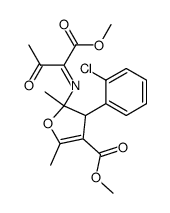 5-((Acetyl)(methoxycarbonyl)methylenamino)-4-(2-chlorphenyl)-4,5-dihydro-2,5-dimethyl-3-furancarbonsaeure-methylester结构式