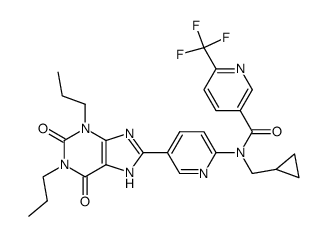 1,3-Dipropyl-8-[6-(N-[6-(trifluoromethyl)nicotinoyl]-N-(cyclopropylmethyl)amino)-3-pyridyl]xanthine结构式