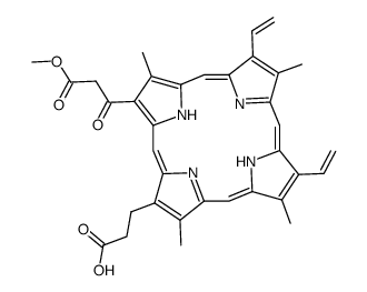6-<(methoxycarbonyl)acetyl>-7-(2-carboxyethyl)-1,3,5,8-tetramethyl-2,4-divinylporphyrin Structure