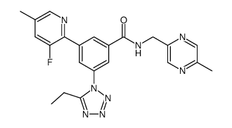 3-(5-ethyltetrazol-1-yl)-5-(3-fluoro-5-methylpyridin-2-yl)-N-(5-methylpyrazin-2-yl-methyl)benzamide Structure