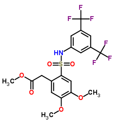 Methyl (2-{[3,5-bis(trifluoromethyl)phenyl]sulfamoyl}-4,5-dimethoxyphenyl)acetate结构式