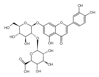 luteolin 7-O-β-D-glucopyranosiduronic acid-(1->2)-β-D-glucopyranoside结构式