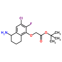 2-Methyl-2-propanyl [(5-amino-3-chloro-2-fluoro-5,6,7,8-tetrahydro-1-naphthalenyl)oxy]acetate Structure