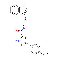 (E)-N-((1H-indol-3-yl)methylene)-3-(4-methoxyphenyl)-1H-pyrazole-5-carbohydrazide structure