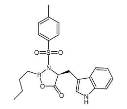 (S)-2-butyl-4-(1H-3-indolylmethyl)-3-<(4-methylphenyl)sulfonyl>-1,3,2-oxazaborolidin-5-one结构式