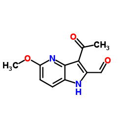 3-Acetyl-5-methoxy-1H-pyrrolo[3,2-b]pyridine-2-carbaldehyde结构式