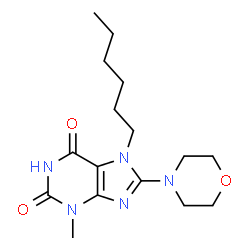 7-hexyl-3-methyl-8-morpholino-3,7-dihydro-1H-purine-2,6-dione结构式