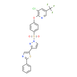 3-Chloro-2-(4-((3-(2-phenyl-1,3-thiazol-5-yl)-1H-pyrazol-1-yl)sulfonyl)phenoxy)-5-(trifluoromethyl)pyridine Structure