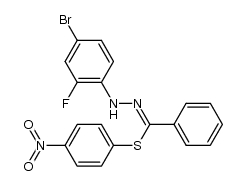 N'-(4-bromo-2-fluoro-phenyl)-thiobenzohydrazonic acid 4-nitro-phenyl ester结构式