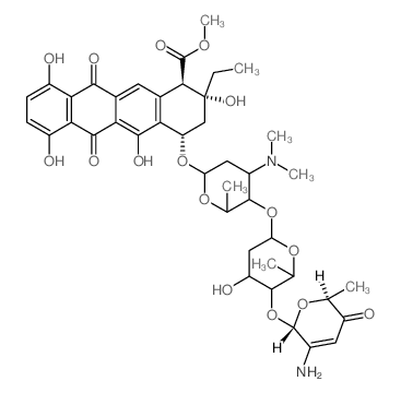 1-Naphthacenecarboxylicacid,4-[[4-O-[4-O-[(2R,6S)-3-amino-5,6-dihydro-6-methyl-5-oxo-2H-pyran-2-yl]-2,6-dideoxy-a-L-lyxo-hexopyranosyl]-2,3,6-trideoxy-3-(dimethylamino)-a-L-lyxo-hexopyranosyl]oxy]-2-e Structure