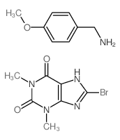8-bromo-1,3-dimethyl-7H-purine-2,6-dione; (4-methoxyphenyl)methanamine picture