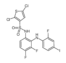 2,5-dichloro-N-(3,4-difluoro-2-(2-fluoro-4-iodophenylamino)phenyl)thiophene-3-sulfonamide结构式