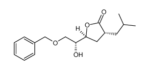 (3R,5S)-5-[(R)-2-benzyloxy-1-hydroxyethyl]-3-isobutyltetrahydrofuran-2-one Structure