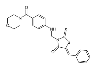 (5E)-5-benzylidene-3-[[4-(morpholine-4-carbonyl)anilino]methyl]-2-sulfanylidene-1,3-thiazolidin-4-one结构式