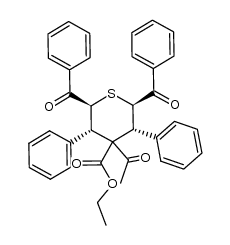 4-acetyl-2,6-dibenzoyl-4-ethoxycarbonyl-3,5-diphenylthiane结构式