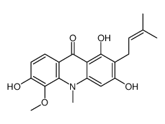 1,3,6-trihydroxy-5-methoxy-10-methyl-2-(3-methylbut-2-enyl)acridin-9-one Structure