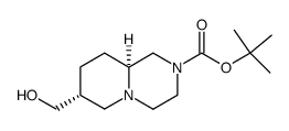 (7R,9AS)-Trans-7-(hydroxymethyl)-2-(tert-butoxycarbonyl)-2,3,4,6,7,8,9,9a-octahydro-1H-pyrido[1,2-a]pyrazine结构式