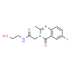 2-(6-fluoro-2-methyl-4-oxoquinazolin-3(4H)-yl)-N-(2-hydroxyethyl)acetamide structure