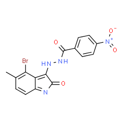 N'-(4-bromo-5-methyl-2-oxo-1,2-dihydro-3H-indol-3-ylidene)-4-nitrobenzohydrazide结构式