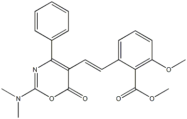 2-[2-(2-Dimethylamino-6-oxo-4-phenyl-6H-[1,3]oxazin-5-yl)-vinyl]-6-methoxy-benzoic acid methyl ester Structure