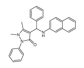 1,5-dimethyl-4-(naphthalen-2-yl-phenyl-methyl)-2-phenyl-1,2-dihydro-pyrazol-3-one结构式