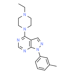 4-(4-ethylpiperazin-1-yl)-1-(m-tolyl)-1H-pyrazolo[3,4-d]pyrimidine结构式