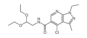4-chloro-1-ethyl-3-methyl-1H-pyrazolo[3,4-b]pyridine-5-carboxylic acid 2,2-diethoxy-ethylamide结构式