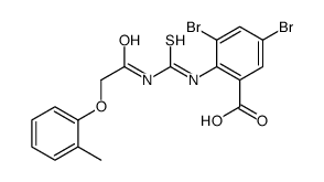 3,5-DIBROMO-2-[[[[(2-METHYLPHENOXY)ACETYL]AMINO]THIOXOMETHYL]AMINO]-BENZOIC ACID结构式