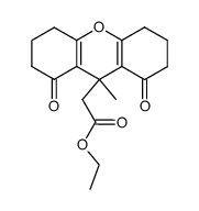 (9-methyl-1,8-dioxo-1,2,3,4,5,6,7,8-octahydro-xanthen-9-yl)-acetic acid ethyl ester结构式