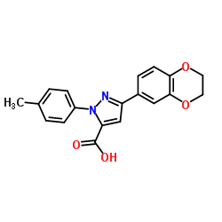 3-(2,3-DIHYDROBENZO[B][1,4]DIOXIN-7-YL)-1-P-TOLYL-1H-PYRAZOLE-5-CARBOXYLIC ACID结构式