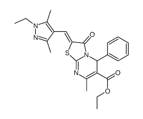 ethyl 2-[(1-ethyl-3,5-dimethylpyrazol-4-yl)methylidene]-7-methyl-3-oxo-5-phenyl-5H-[1,3]thiazolo[3,2-a]pyrimidine-6-carboxylate Structure