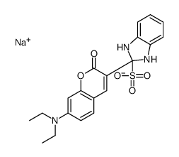 sodium 2-[7-(diethylamino)-2-oxo-2H-1-benzopyran-3-yl]-1H-benzimidazolesulphonate structure