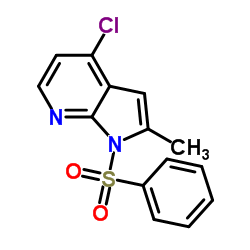 4-氯-2-甲基-1-(苯基磺酰基)-1H-吡咯并[2,3-b]吡啶结构式