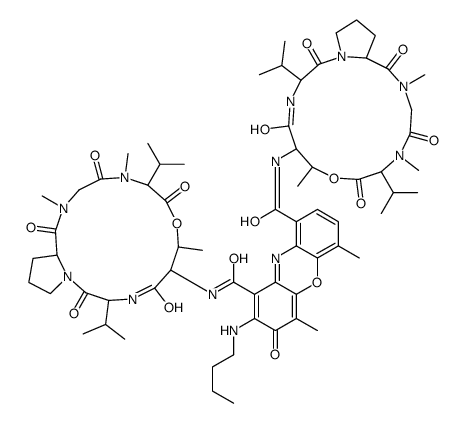 2-(butylamino)-4,6-dimethyl-3-oxo-1-N,9-N-bis[7,11,14-trimethyl-2,5,9,12,15-pentaoxo-3,10-di(propan-2-yl)-8-oxa-1,4,11,14-tetrazabicyclo[14.3.0]nonadecan-6-yl]phenoxazine-1,9-dicarboxamide Structure