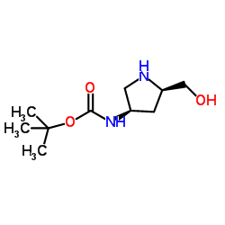 N-[(3R,5R)-5-(羟甲基)-3-吡咯烷基]氨基甲酸叔丁酯结构式