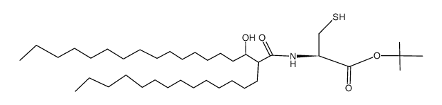 N-(3-hydroxy-2-tetradecyloctadecanoyl)-cysteine tert-butyl ester结构式