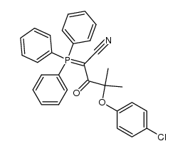 2-(4-chlorophenoxy)-2-methyl-propionyl-cyanomethylenetriphenylphosphorane结构式