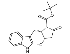 (4S,5S)-4-hydroxy-5-indol-3-ylmethyl-1-t-butoxycarbonylaminopyrrol-2-one结构式