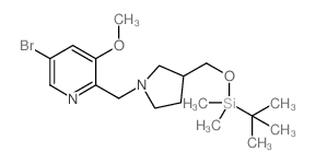 5-溴-2-(((3-((叔丁基二甲基甲硅烷氧基)甲基)吡咯烷-1-基)甲基)-3-甲氧基吡啶结构式