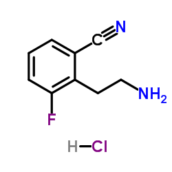 2-(2-aminoethyl)-3-fluorobenzonitrile hydrochloride结构式