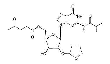 5'-O-Levulinyl-2'-O-tetrahydrofuranyl-2-N-isobutyrylguanosine Structure