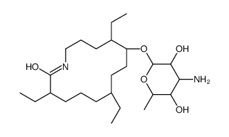 10-(4-Amino-3,5-dihydroxy-6-methyl-oxan-2-yl)oxy-3,7,11-triethyl-1-azacyclotetradecan- 2-one Structure