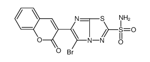 Imidazo(2,1-b)-1,3,4-thiadiazole-2-sulfonamide, 5-bromo-6-(2-oxo-2H-1- benzopyran-3-yl)- picture