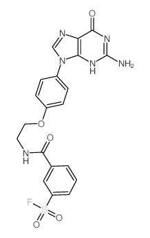 Benzenesulfonylfluoride,3-[[[2-[4-(2-amino-1,6-dihydro-6-oxo-9H-purin-9-yl)phenoxy]ethyl]amino]carbonyl]- structure