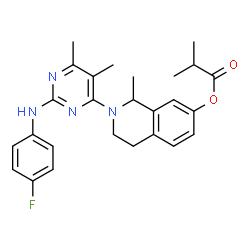 Propanoic acid,2-methyl-,2-[2-[(4-fluorophenyl)amino]-5,6-dimethyl-4-pyrimidinyl]-1,2,3,4-tetrahydro-1-methyl-7-isoquinolinyl ester Structure