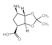 (1S,3R,4S,6R)-N-BOC-6-氨基-2,2-二甲基四羟基环戊醇吲哚[1.3]二氧杂环戊烯-4-羧酸结构式