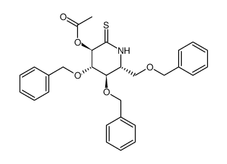 2-O-acetyl-5-amino-3,4,6-tri-O-benzyl-5-deoxy-D-gluconothiolactam结构式