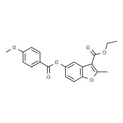 ethyl 5-((4-methoxybenzoyl)oxy)-2-methylbenzofuran-3-carboxylate Structure