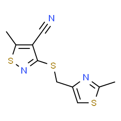 5-METHYL-3-([(2-METHYL-1,3-THIAZOL-4-YL)METHYL]SULFANYL)-4-ISOTHIAZOLECARBONITRILE结构式
